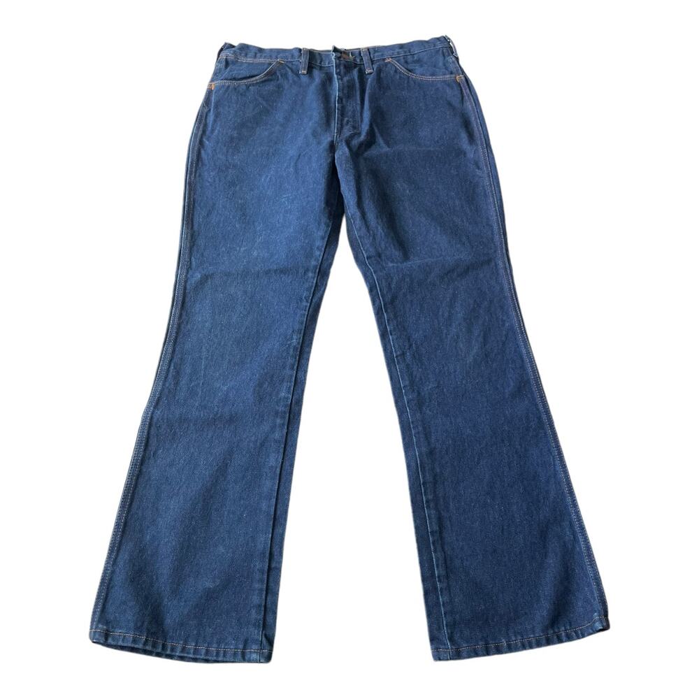 Wrangler Mens Jeans Size 38 Straight Leg Fit Dark Denim Blue Jeans Inseam 32